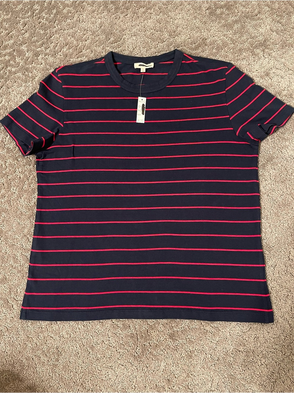 Madewell Navy Tee with Red Stripes - Picture 4 of 7